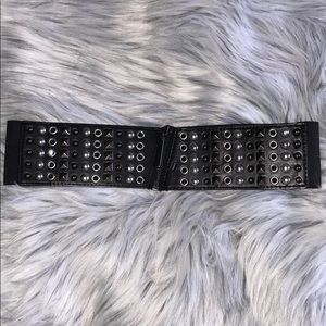 Black and gunmetal high waisted belt